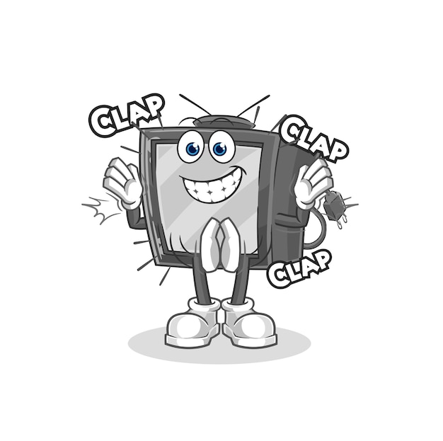 Old tv applause illustration character vector