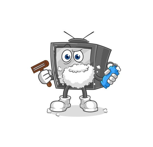 Vector old tv shave facial hair vector cartoon character