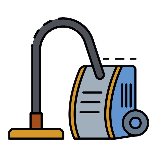 Vector old vacuum cleaner icon outline old vacuum cleaner vector icon color flat isolated