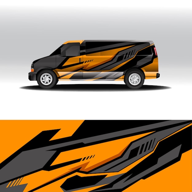 Old van wrap design template vector editable