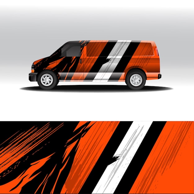 Old van wrap design template vector editable