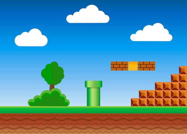 Vettore vecchio videogioco in stile retrò sfondo illustrazione vettoriale