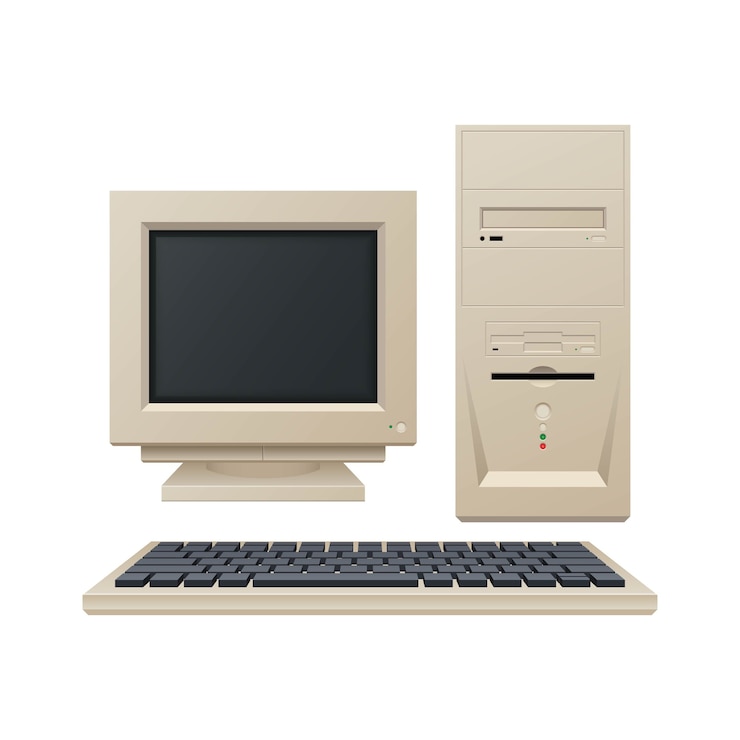 Vector 古いヴィンテージコンピュータイラスト