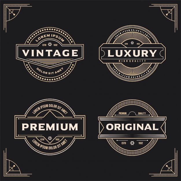 Old vintage decoration badge label design template