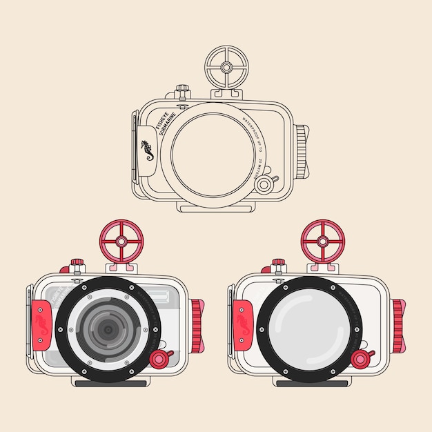 Old vintage illustration film camera Lomography_Fisheye_Submarine