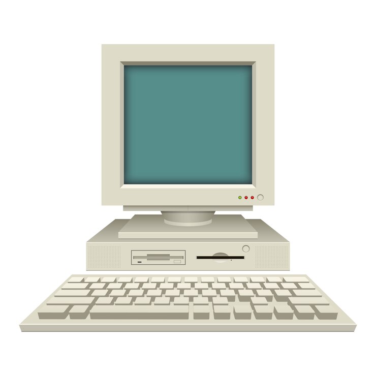वेक्टर old vintage pc   illustration  on white background