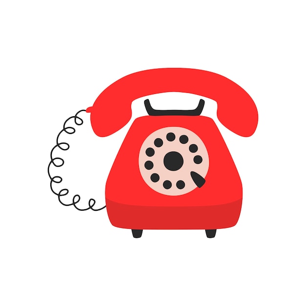 ベクトル 白い背景に隔離された古いヴィンテージの赤い電話ベクトルレトロ電話アイコン