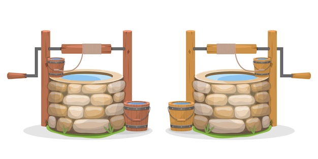 Vector old water well   illustration  on white background