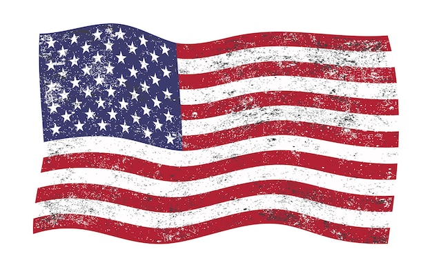 Старый волнистый американский флаг.