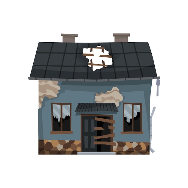 Vector old weathered house or dwelling illustration design