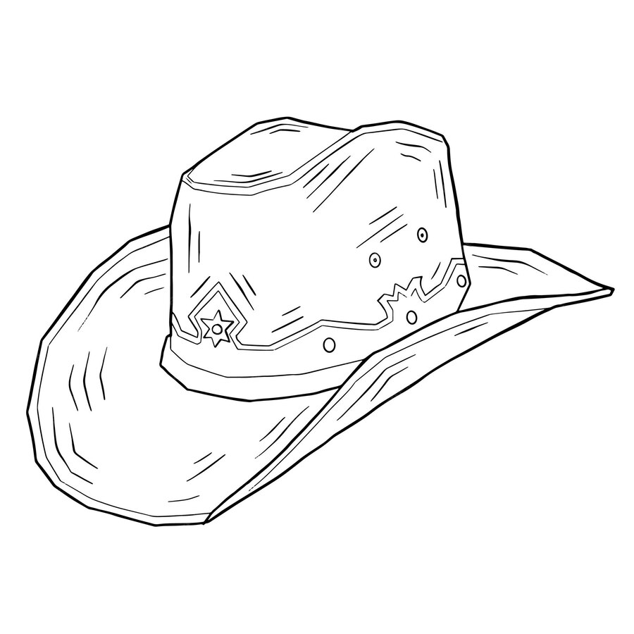 Premium Vector | Old west texas cowboy hat outline hand drawn