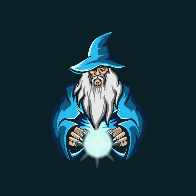 Old wizard esport logo illustrazione