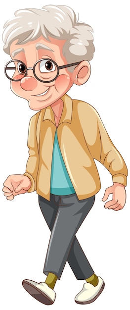 Vector old woman in casual outfit cartoon character