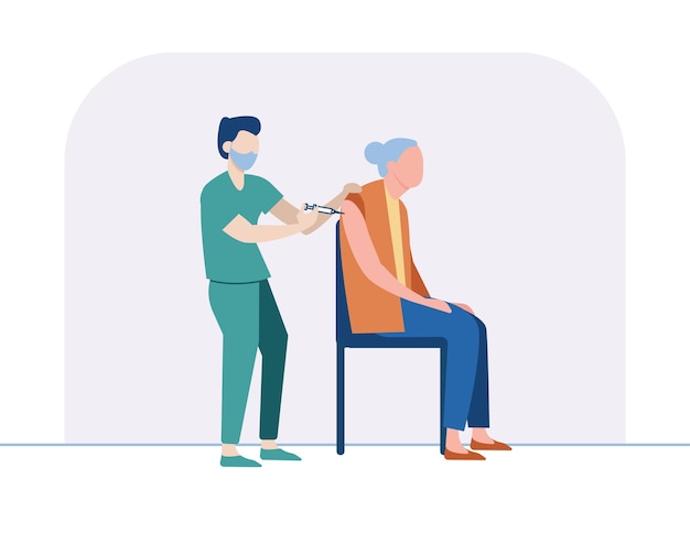old woman getting vaccinated