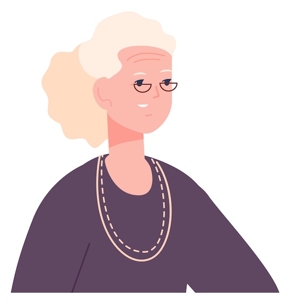 Vector old woman portrait aged person senior avatar