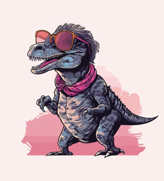 Old women dinosaur wearing sunglass illustration