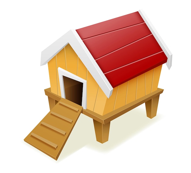 ファームのベクトル図に鶏の古い木製の鶏小屋