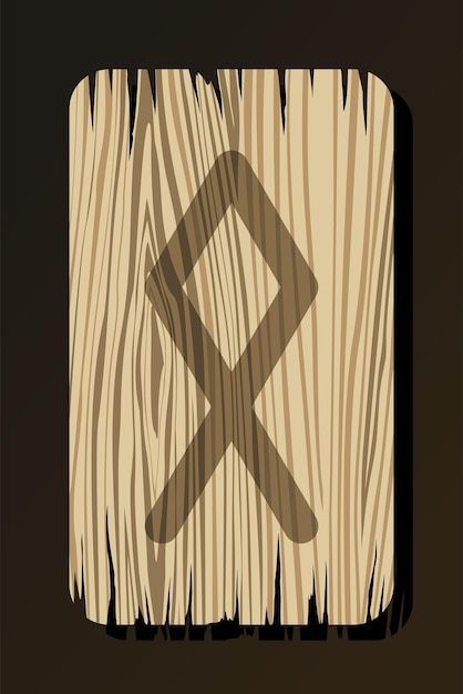 OLD WOODEN RUNE OF OTHALA ON A WHITE BACKGROUND IN VECTOR