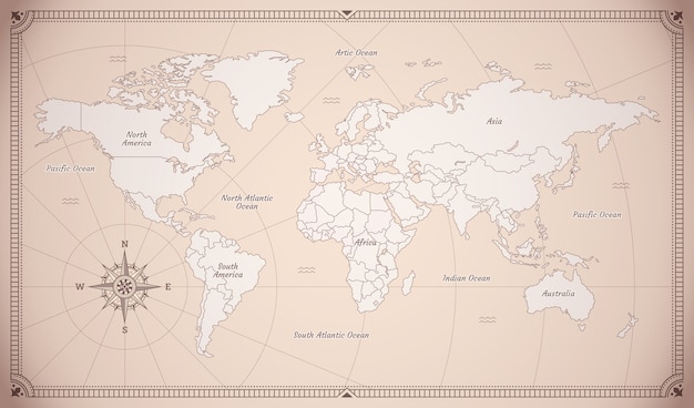 古い世界の地図のイラスト