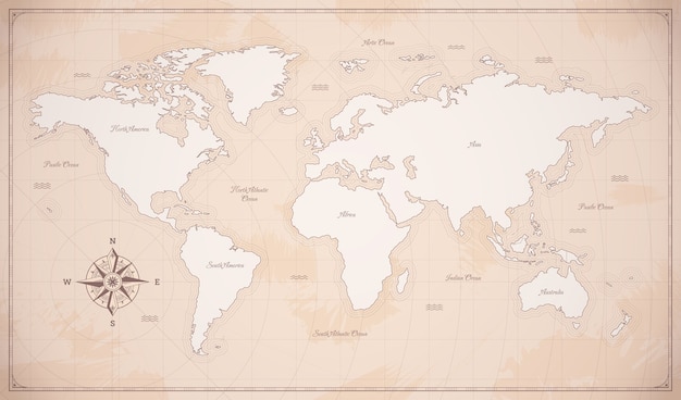 Vector old world map illustration