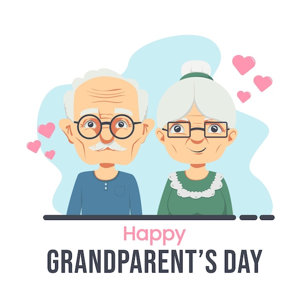 Vector older couple cute cartoon illustration suitable for happy grandparents day