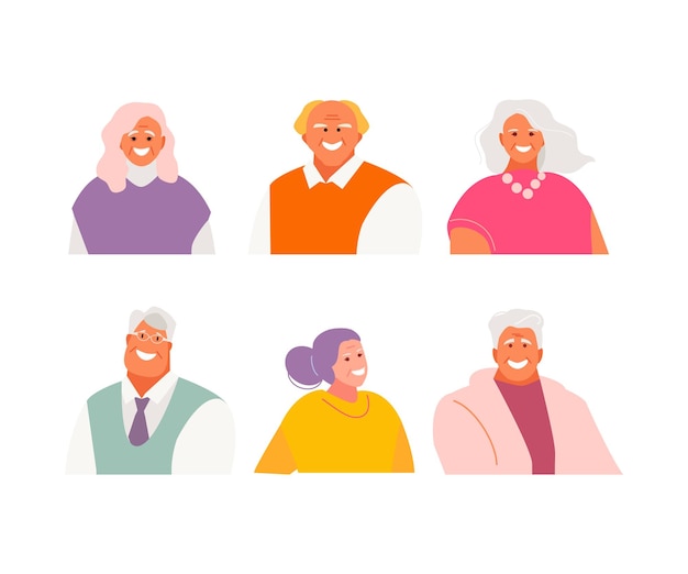 Vector older people avatars vector set