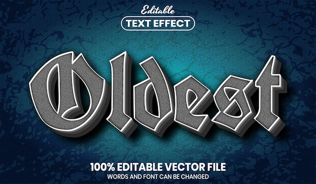 oldest text, font style editable text effect