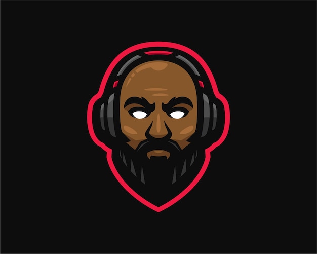 Vettore logo della mascotte esport della testa da gioco oldman beard