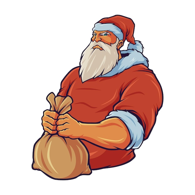 Oldman Santa with Sack Illustration