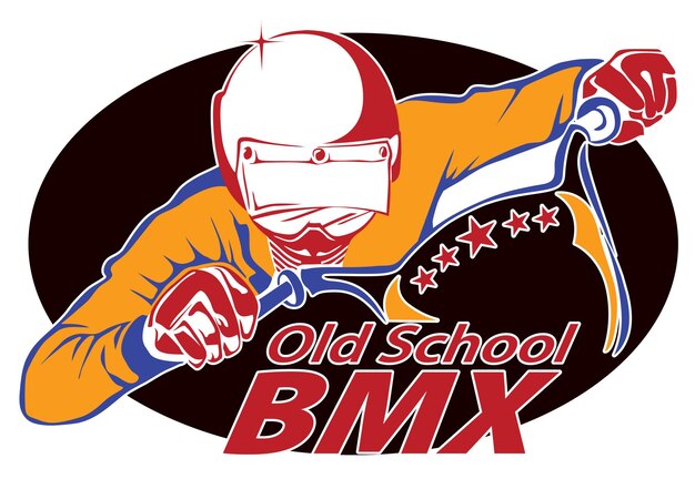 Иллюстрация oldschool bmx в черной рамке