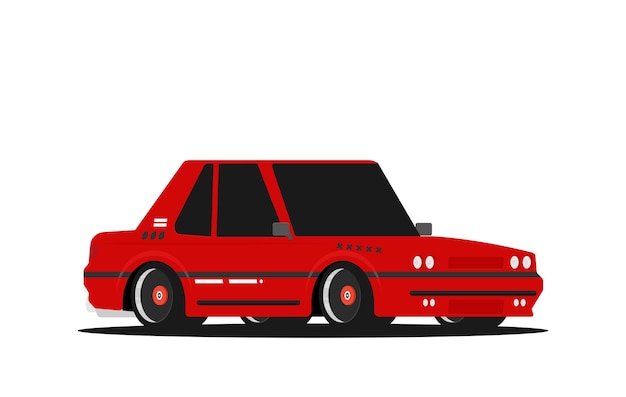 Oldschool raceauto flat stijl vector illustratie