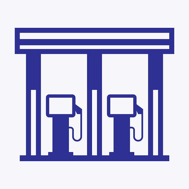 Olie- en benzinestationpictogram met vlak stijlsymbool