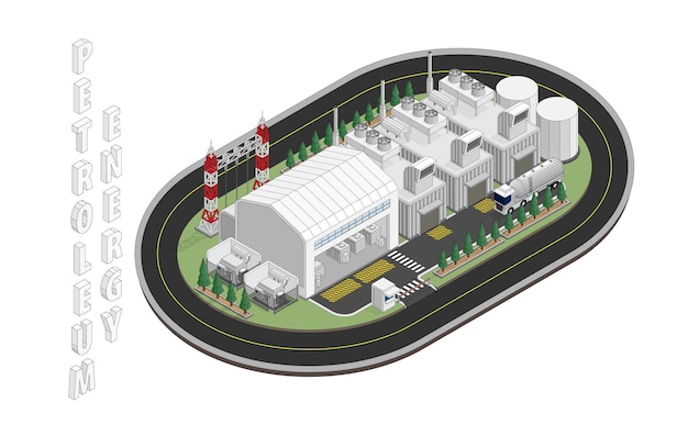 olie- en dieselenergie-olie- en elektriciteitscentrale met isometrische grafiek