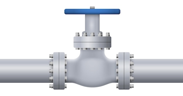 Olie gas of water stroomt door pijp pijpleiding constructie met klep geïsoleerd industrieel systeem vector illustratie