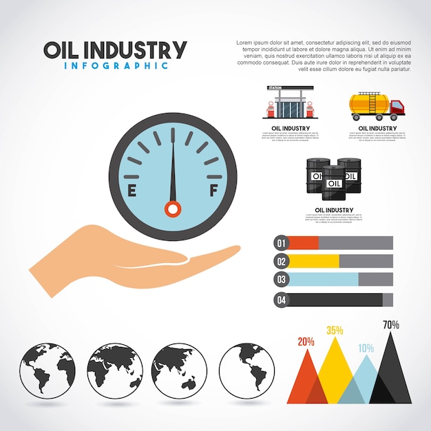 Olie-industrie infographic transport station productie grafieken