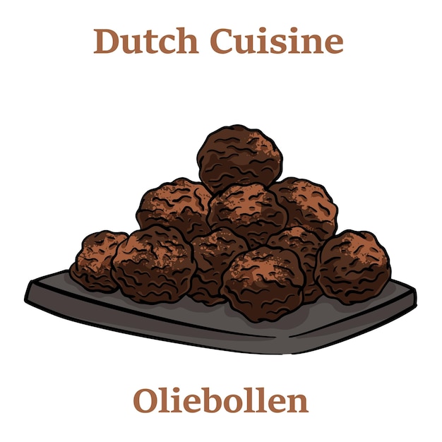Vector oliebollen oil dumplings on white background traditional treat on new years eve in the netherlands