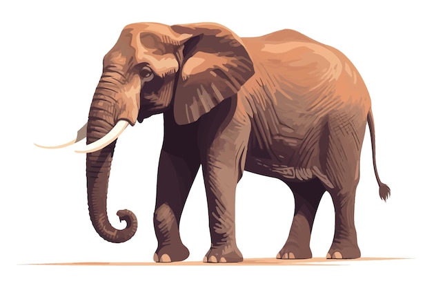 Olifant groot sterk Afrikaans dier Geïsoleerd op achtergrond Cartoon vector illustratie