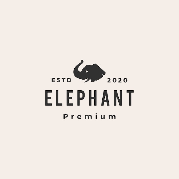 Olifant hoofd hipster vintage logo pictogram illustratie