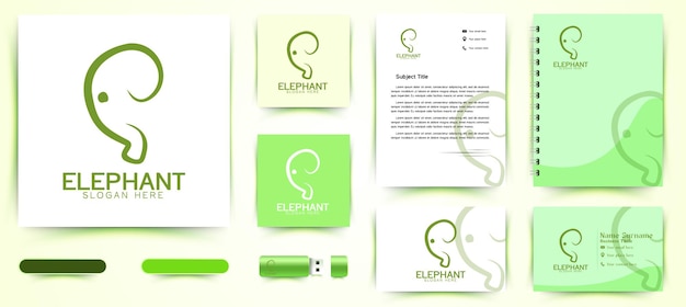 Olifant hoofd mono lijn logo ideeën inspiratie logo ontwerp sjabloon vectorillustratie geïsoleerd