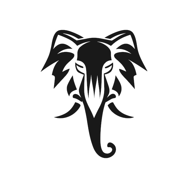 Olifant hoofd silhouet mascotte illustratie