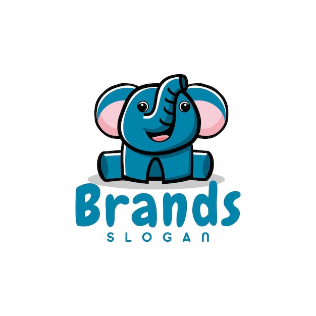 Vector olifant kinderen glimlach logo pictogram vectorillustratie