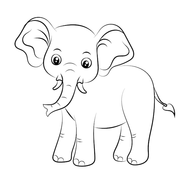 Vector olifant kleurplaat voor kinderen handgetekende olifant schets illustratie