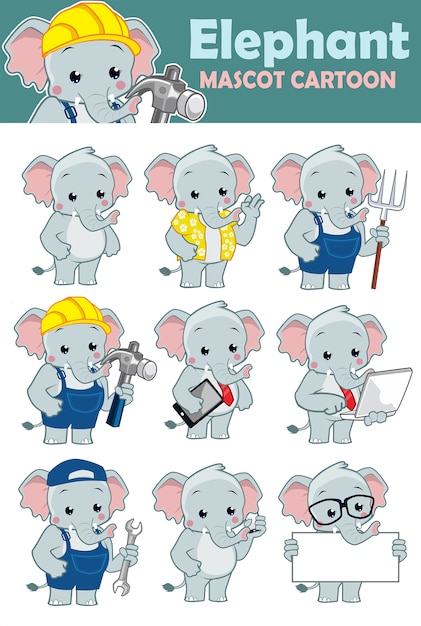 Olifant mascotte cartoon