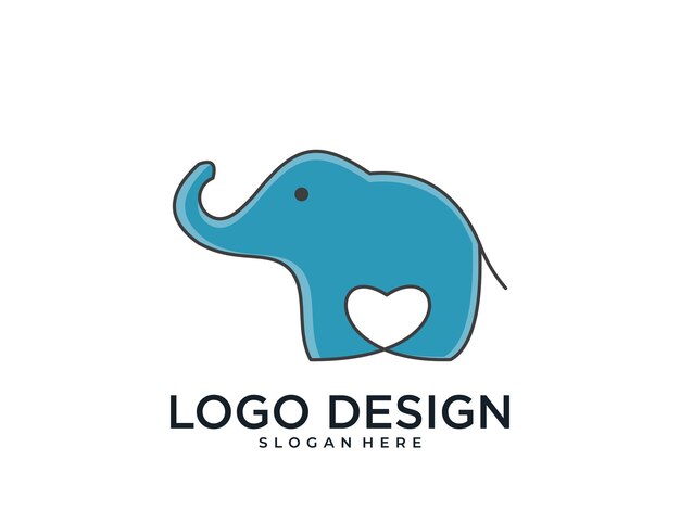 Olifant met liefdeslogo-ontwerp