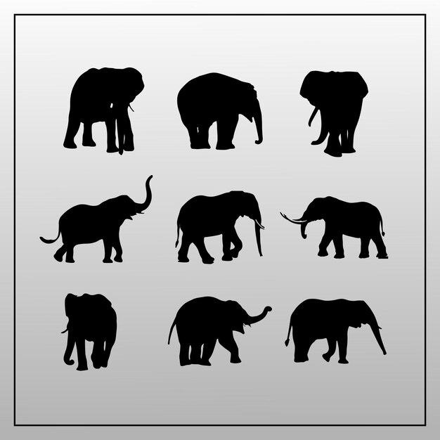 Vector olifant silhouetten dier