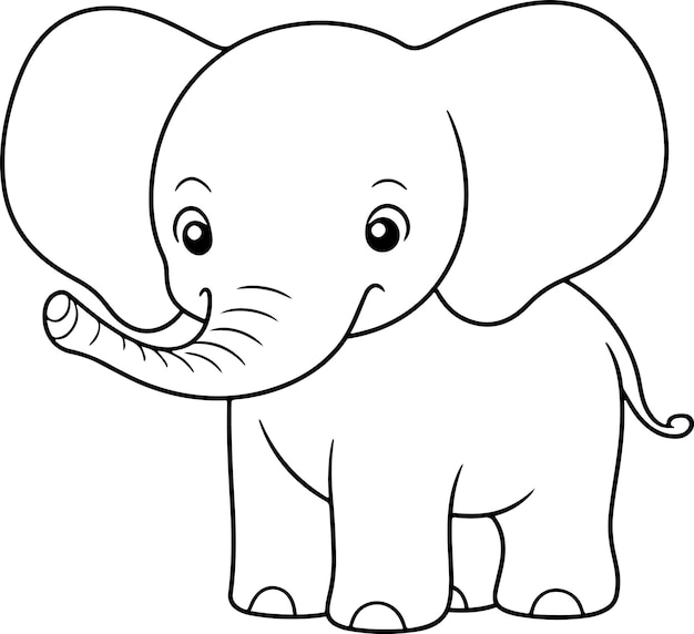 Olifant vectorillustratie Zwart-wit overzicht Olifant kleurboek of pagina voor kinderen