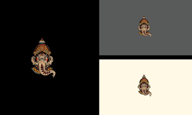 Olifantshoofd met mascotte op hoofd vectorillustraties