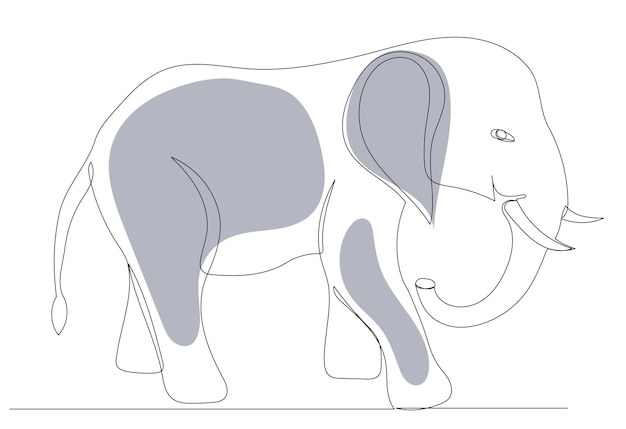 Olifanttekening in één doorlopende lijnvector