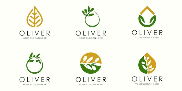 Olijfolie logo en icon set. ontwerp sjabloon vector.