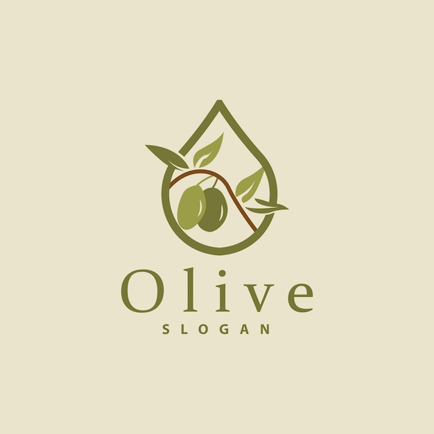 Olijfolie Logo Olive Leaf Plant Kruidentuin Vector Eenvoudige Elegante Luxe Pictogram Ontwerp Sjabloon Illustratie